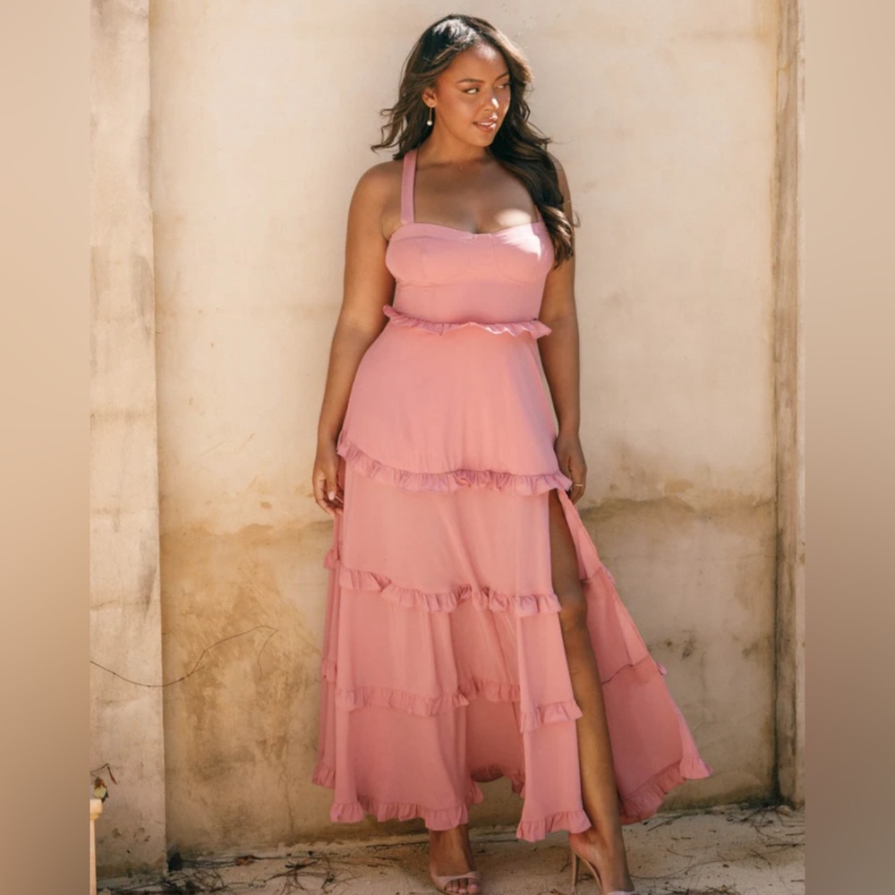 Mauve tiered corset maxi dress medium - Picture 3 of 6